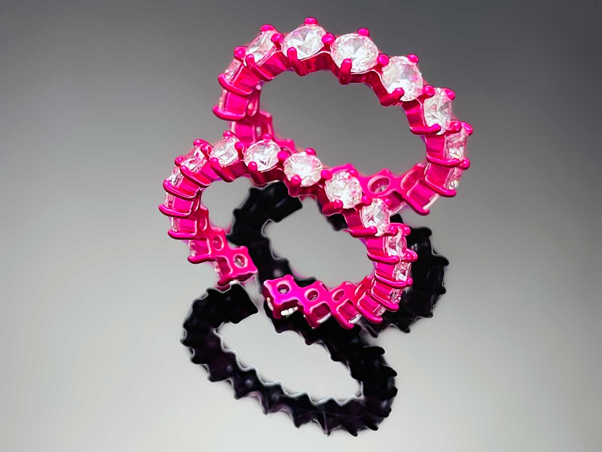 4prong Compass Layered Ring Candy Pink