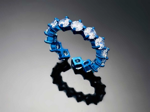 4prong Compass Layered Ring Candy Blue