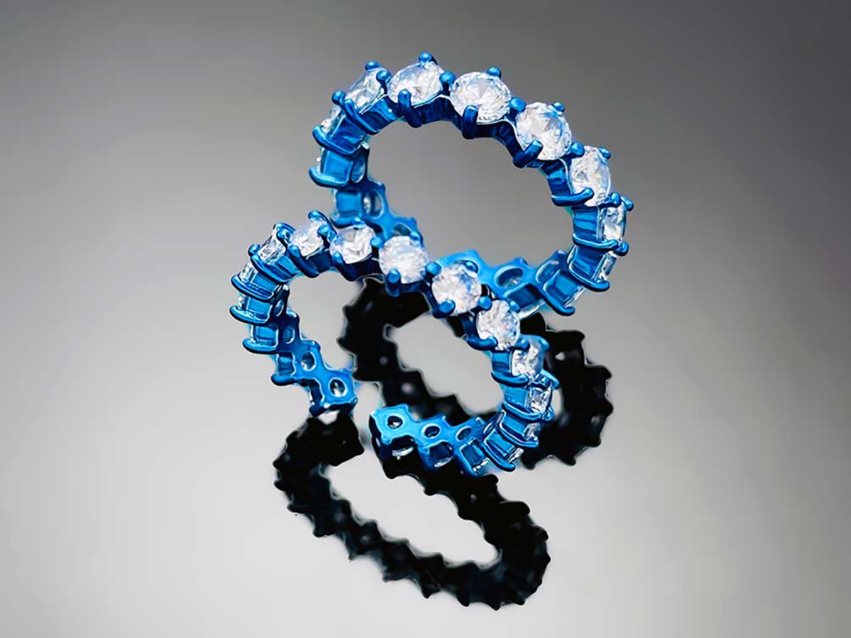 4prong Compass Layered Ring Candy Blue