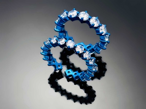 4prong Compass Layered Ring Candy Blue