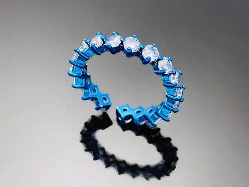 4prong Compass Layered Ring Candy Blue