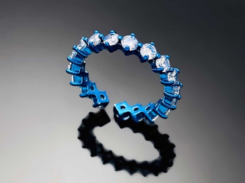 4prong Compass Layered Ring Candy Blue