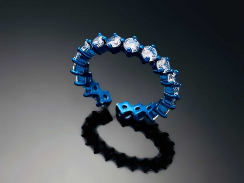 4prong Compass Layered Ring Candy Blue