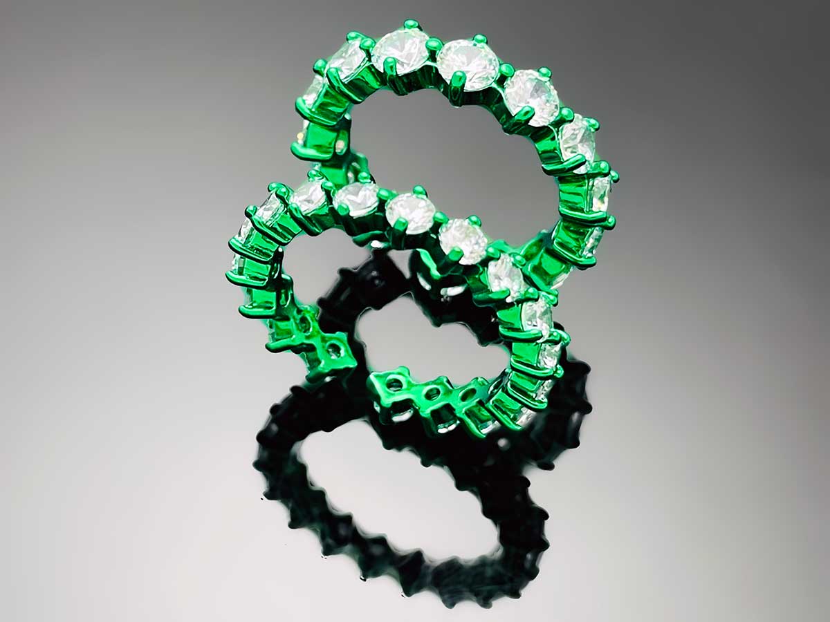 4prong Compass Layered Ring Candy Green