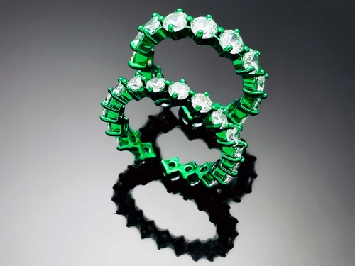 4prong Compass Layered Ring Candy Green