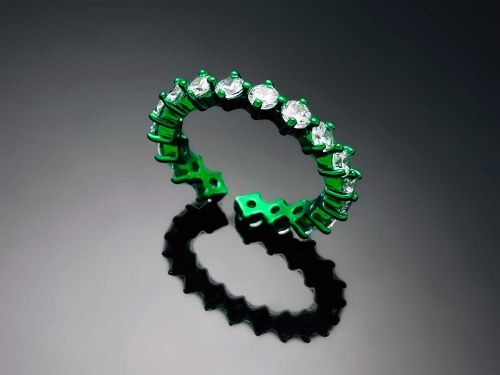 4prong Compass Layered Ring Candy Green