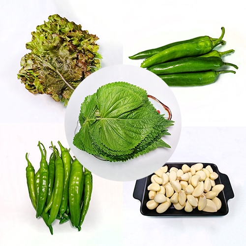 [레이저배송] 야채 5종 (적상추 ·청양고추·오이고추·깻잎·깐마늘)
