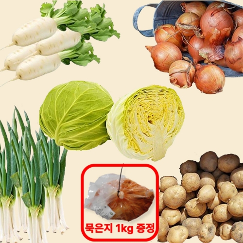 ★산지직송★ 신선한 국내산 농산물 5종(대파,양파,양배추,무,감자) + 묵은지 1kg 증정!