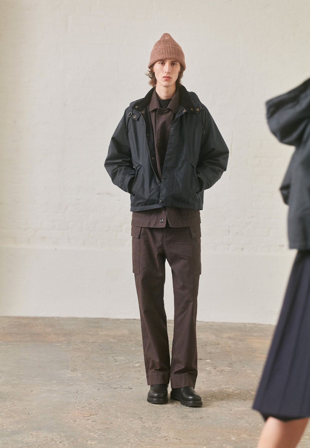 [Barbour x Margaret Howell] 남성 네이비 Transport 왁스 자켓