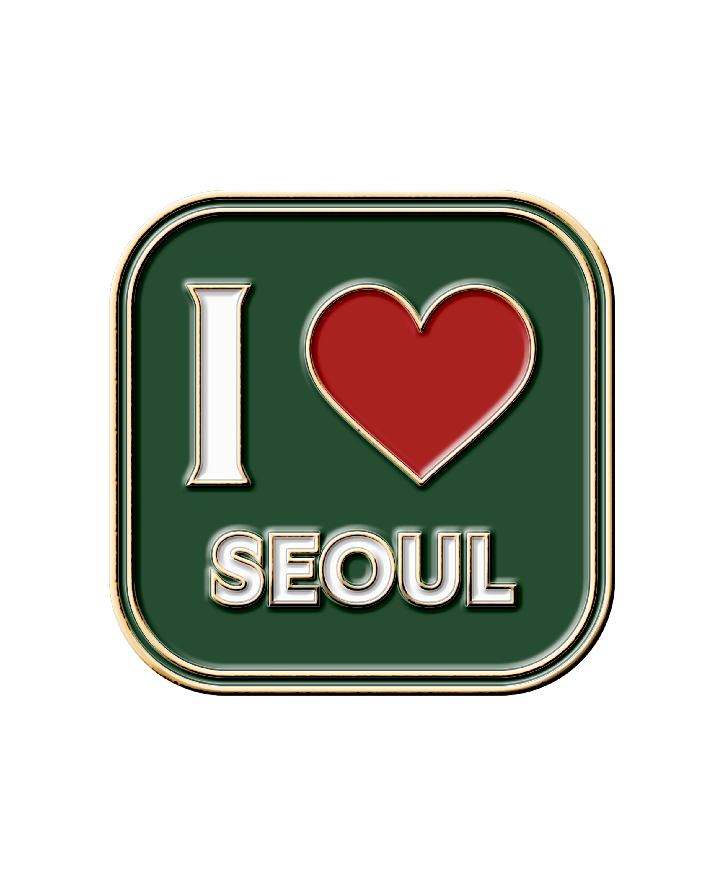 바버 카키 I Love Seoul 핀뱃지