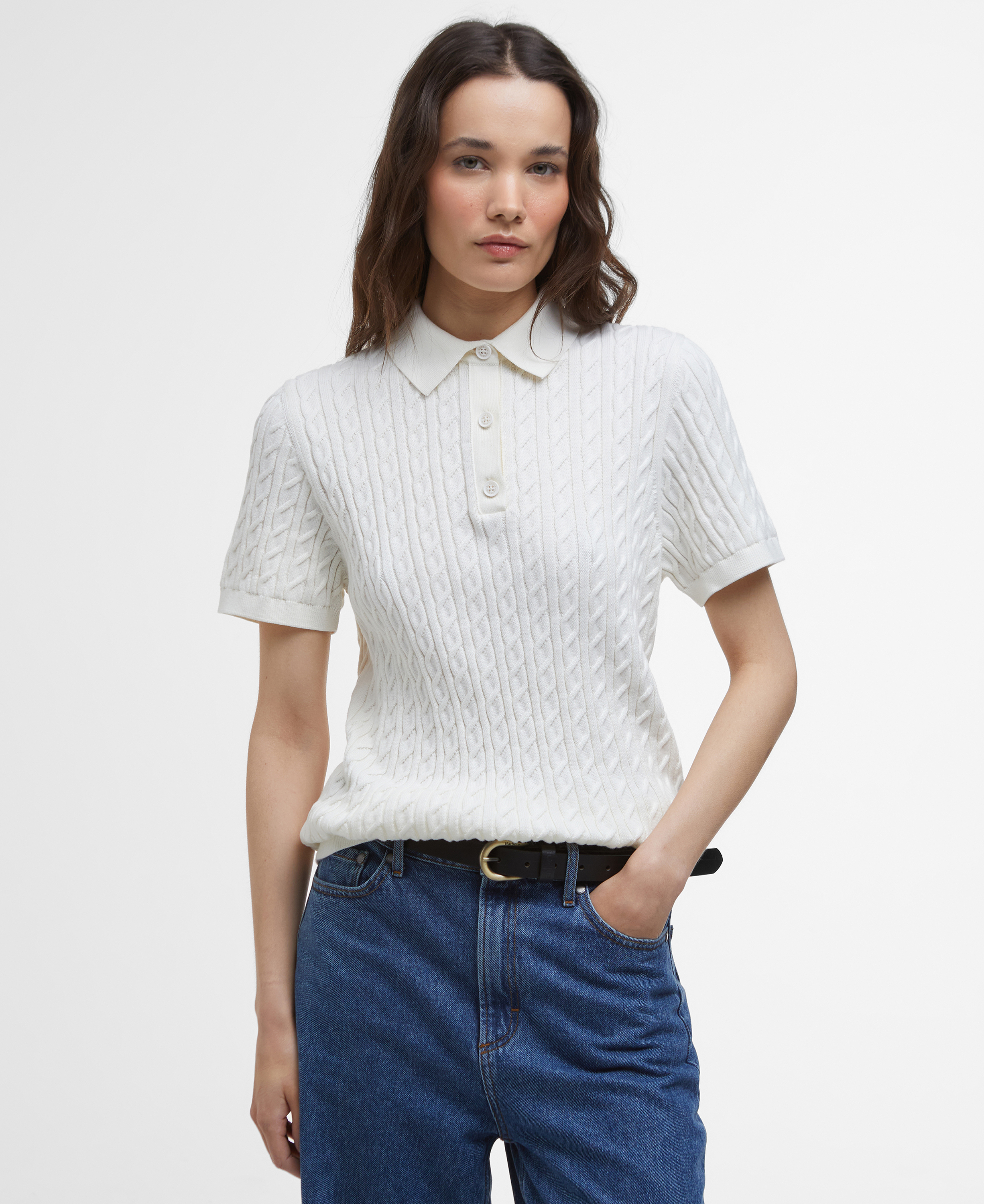 [26SS] 여성 화이트 Hartland 폴로 스웨터