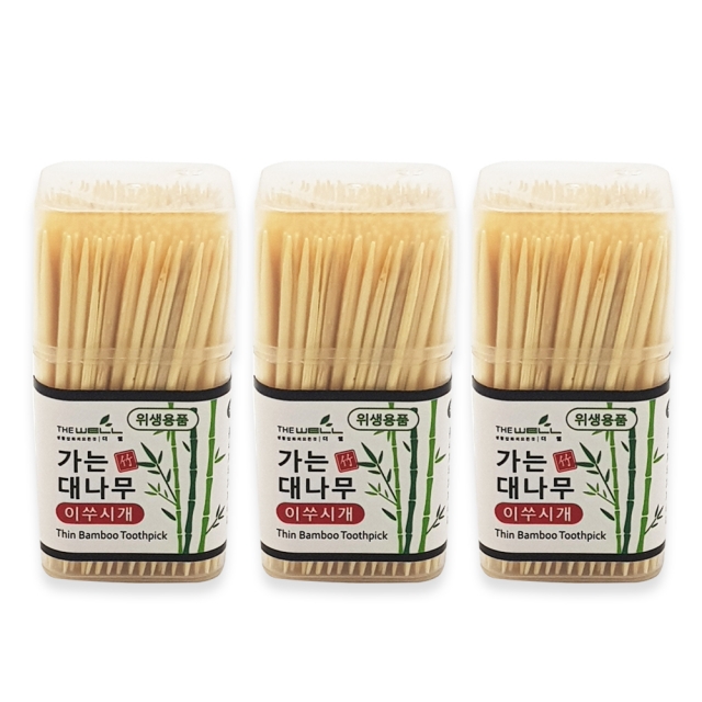 가는 대나무 이쑤시개 이쑤시게 요지 toothpick 3통