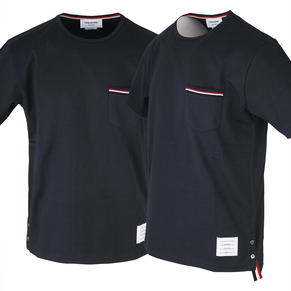 [passo97] 톰브라운 삼선 포켓 반팔 네이비 티셔츠 MJS010A 01454 415
