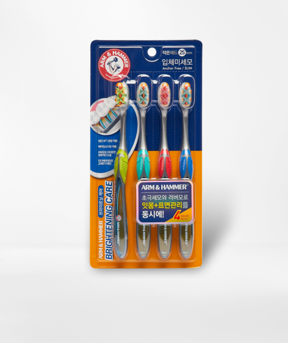 2단미세모 칫솔 4개입 브라이트닝케어 암앤해머