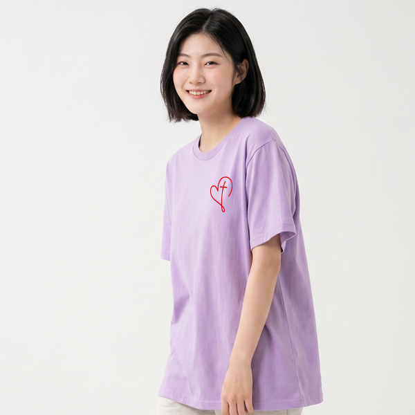 십자가 하트 [교회단체티 교회티 선교티셔츠 여름성경학교단체티 주문제작 메이크핫]