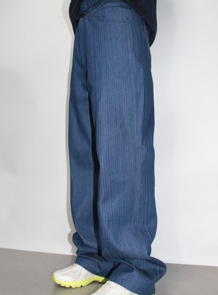 STRIPE DENIM PANTS (DEEP BLUE)