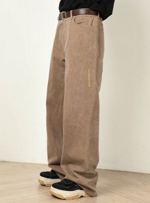 PIGMENT WIDE DENIM PANTS (BROWN)