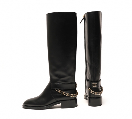 [25년 구입] 체인 하이 부츠 G39171 (37) / 미사용