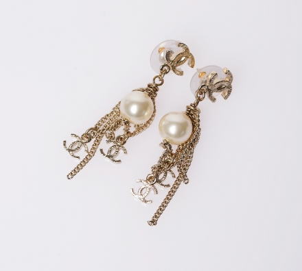 코코 진주 체인 이어링