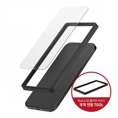 몬스터옵틱스 리얼 2.5D 풀커버 아이폰14 외 강화유리 정품 아사히 커브드 글래스(3개입)+부착가이드