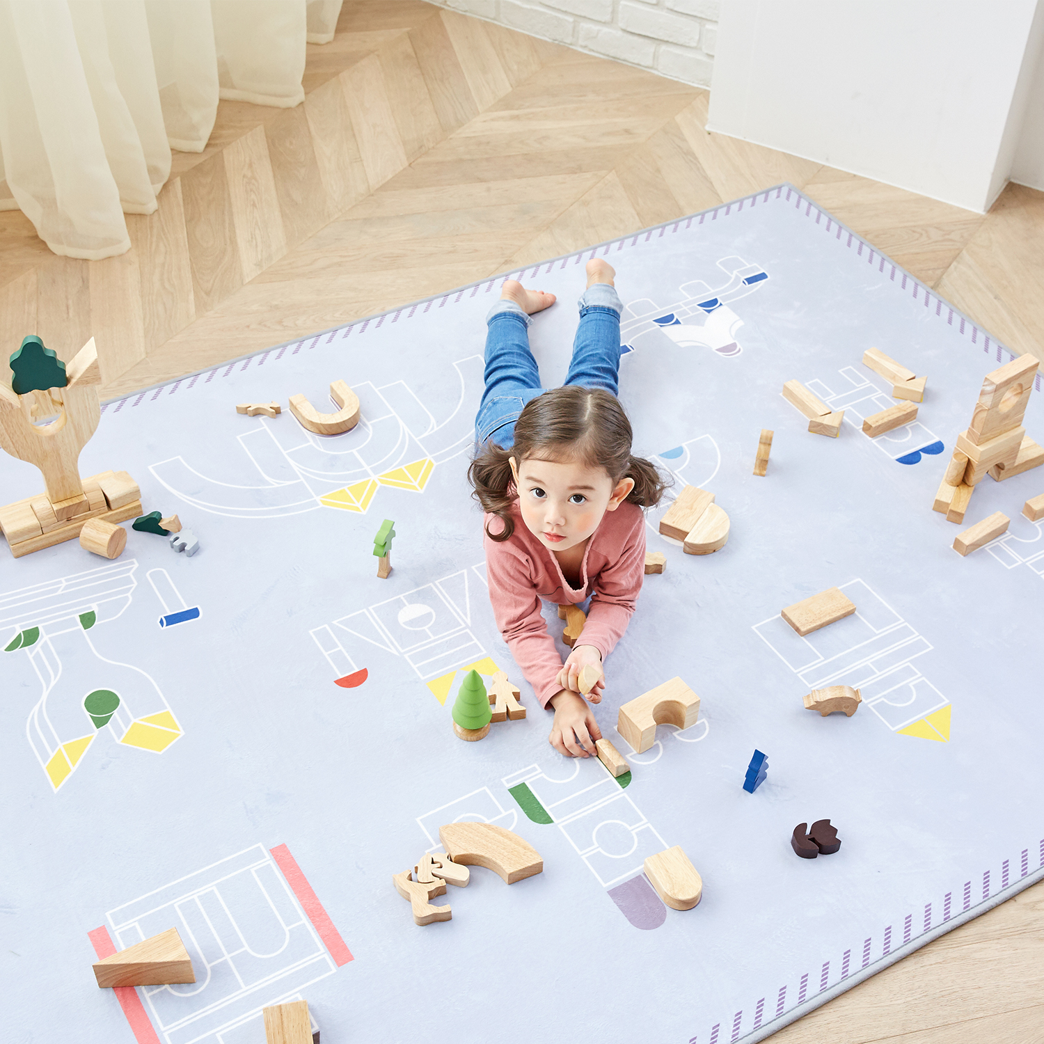 [흥미영역매트]유니트빌드 키즈러그(사각)