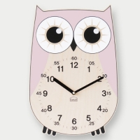 [베짓]유아직관형 무소음 벽시계 핑크부엉이
