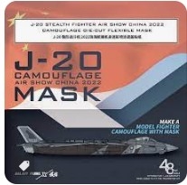 [사전 예약] D48064 1/48 J-20 STEALTH FIGHTER AIR SHOW CHINA 2022 CAMOUFLAGE DIE-CUT FLEXIBLE MASK FOR 1/48 trumpeter 05812