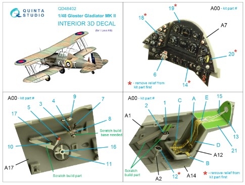 [사전 예약] QD48402 1/48 Gloster Gladiator MKII 3D-Printed & coloured Interior on decal paper (I Love Kit)