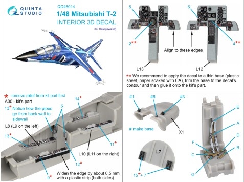 [사전 예약] QD48014 1/48 Mitsubishi T-2 3D-Printed & coloured Interior on decal paper (Hasegawa)