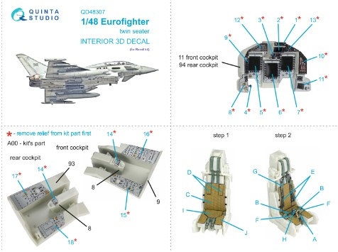 [사전 예약] QD48307 1/48 Eurofighter twin seater 3D-Printed & coloured Interior on decal paper (Revell)