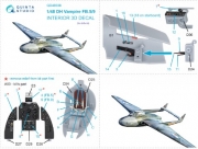 [사전 예약] QD48338 1/48 DH Vampire FB.5/FB.9 3D-Printed & coloured Interior on decal paper (Airfix)