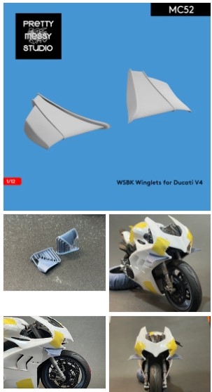 MC52 1/12 WSBK Winglet for Ducati V4 for Tamiya