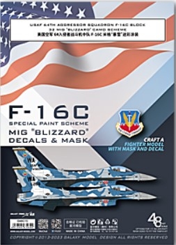 D48070 1/48 F-16C 64TH AGGRESSOR MIG "BLIZZARD" CAMOUFLAGE DIE-CUT FLEXIBLE MASK &DECAL FOR ACCURATE AIRFRAME PAINTING OF THE TAMIYA 61101 SCALE 1/48 KIT