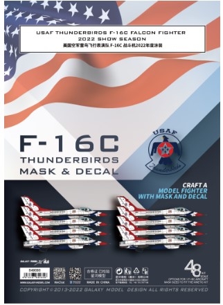 [사전 예약] D48080 1/48 USAF Thunderbirds F-16AM Falcon Fighter COLOR SEPARATION DIE-CUT FLEXIBLE MASK & DECAL FOR ACCURATE AIRFRAME PAINTING OF THE KINETIC K48100 SCALE 1/48 KIT