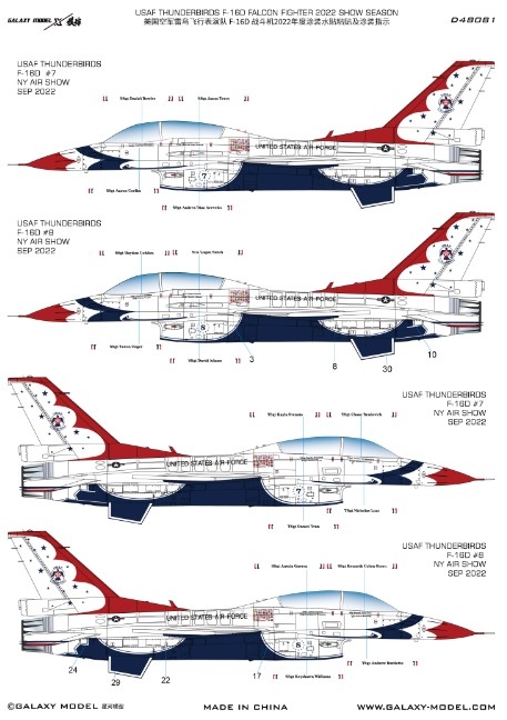 [사전 예약] D48081 1/48 USAF Thunderbirds F-16D Falcon Fighter COLOR SEPARATION DIE-CUT FLEXIBLE MASK & DECAL FOR ACCURATE AIRFRAME PAINTING OF THE KINETIC K48105 SCALE 1/48 KIT