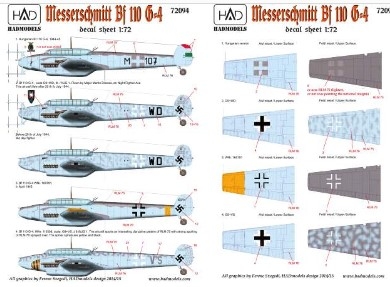 72094 1/72 Messerschmitt Bf 110 G-4 (HU M+107, + Luftwaffe)
