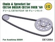 [사전 예약] DE12064 1/12 Chain & Sprocket set for CB750 DREAM CB750 FOUR '69 for Aoshima
