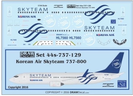 20-737-129 1/200 Korean Air Skyteam 737-800