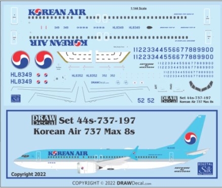 20-737-197 1/200 Korean Air 737 Max 8s