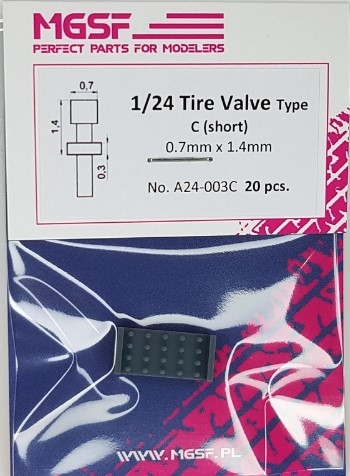 [사전 예약] A24-003C 1/24 Tyre Valve Type C (Wentyl - nakrętka płaska krótka) 1/24