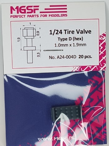 [사전 예약] A24-004D 1/24 Tyre Valve Type D (Wentyl - nakrętka sześciokątna) 1/24