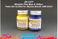 ZP-1277 Michelin Pilot Blue & Yellow Paint Set 2x30ml for Shunko Decals SHK D214