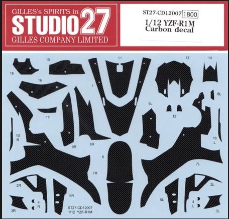 [사전 예약] ST27-CD12007 1/12 YZF-R1M Carbon Decal Studio27