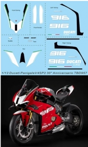 [사전 예약] TBD957 1/12 Water Decals for Ducati Panigale V4 SP2 30° Anniversario Decal TBD957