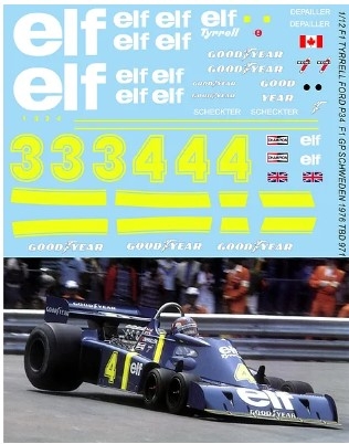 [사전 예약] TBD971 1/12 DECALS FOR TYRRELL P34 SWEDEN F1 GP 1976 SCHECKTER DEPAILLER DECAL TBD971