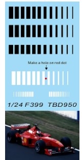 [사전 예약] TBD950 1/24 Barcode Decals For  Ferrari F399 1999 Schumacher Irvine Salo TBD950