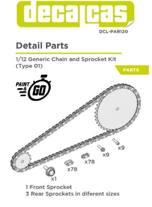 [사전 예약] DCL-PAR120	1/12 Generic chain and sprocket kit - type 1