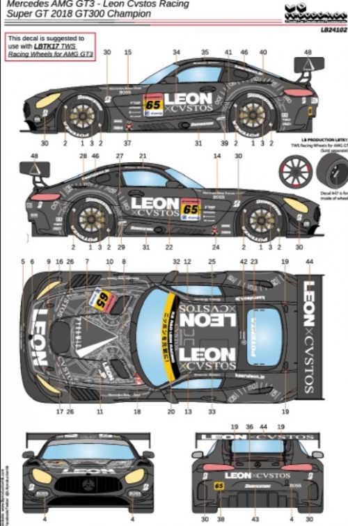 [사전 예약] 24102	1/24 Mercedes AMG GT3 - Leon CVSTOS AMG - Super GT 2018 series GT300 Champion
