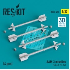 RS32-0423 AAM-3 missiles (4 pcs) (F-4EJ, F-2, F-15J) (3D Printed) (1/32)