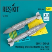 RS32-0466 GBU-31 (V) 4/B thermally protected bombs U.S. Navy (2 pcs) (F/A-18E,F, F-35B) (3D Printed)